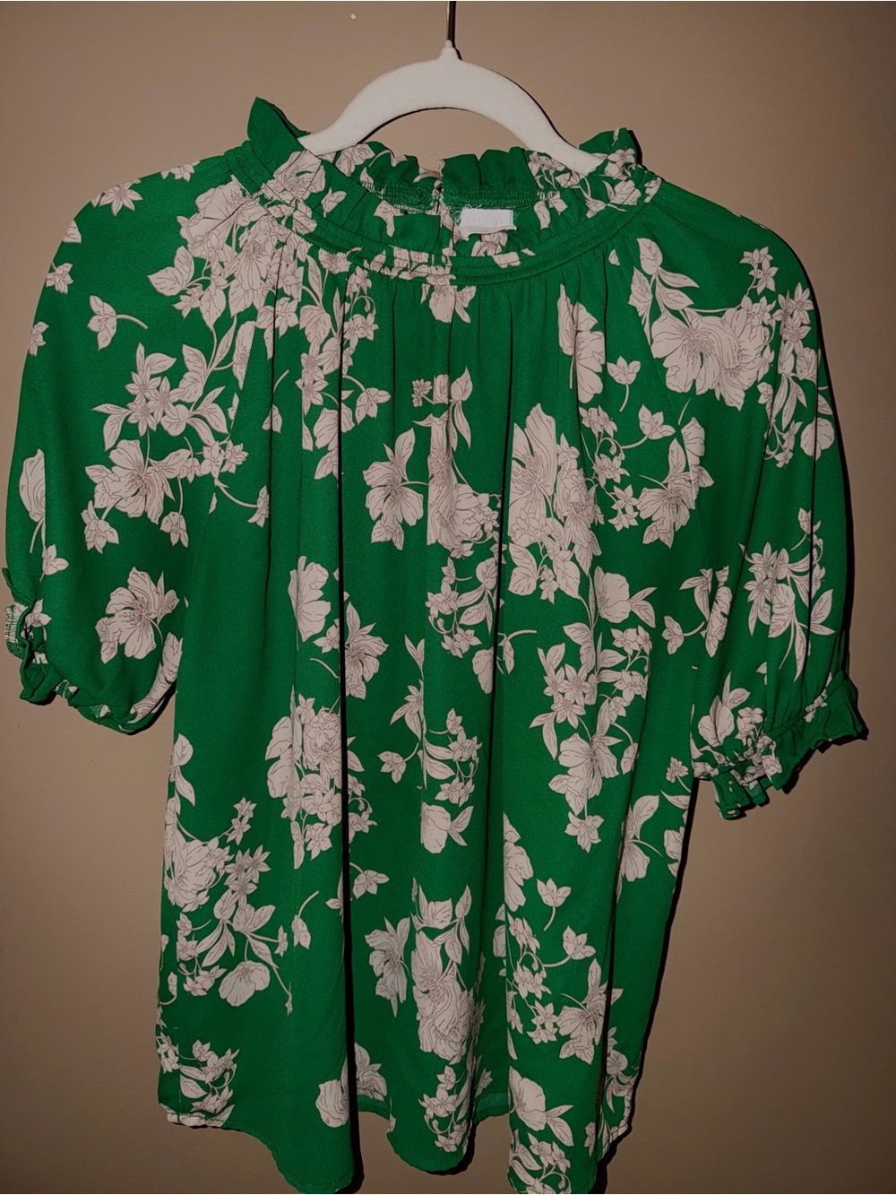 Sienna Sky Green Floral Ruffle-Neck Blouse
